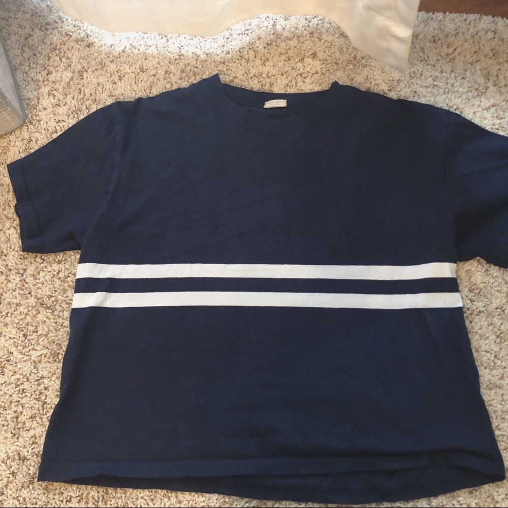 John Galt striped navy and white cropped tee